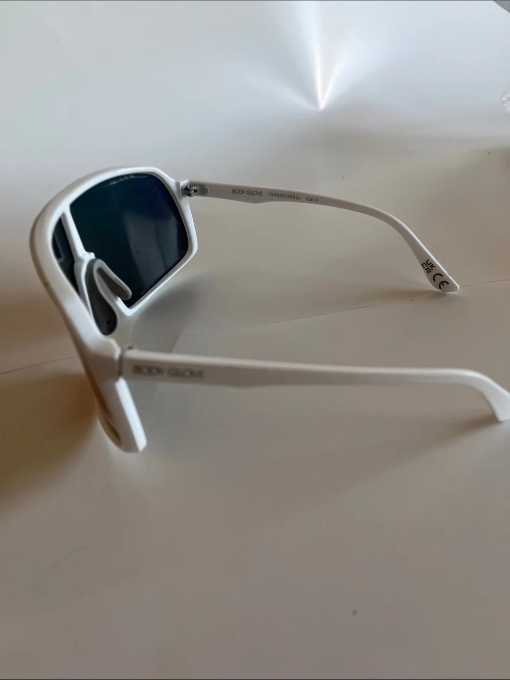 Body Glove White Frame Shield Sunglasses with Red-Orange Mirrored Lens